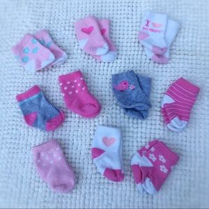 EUC Lot of Newborn Girl Socks - 10 Pair